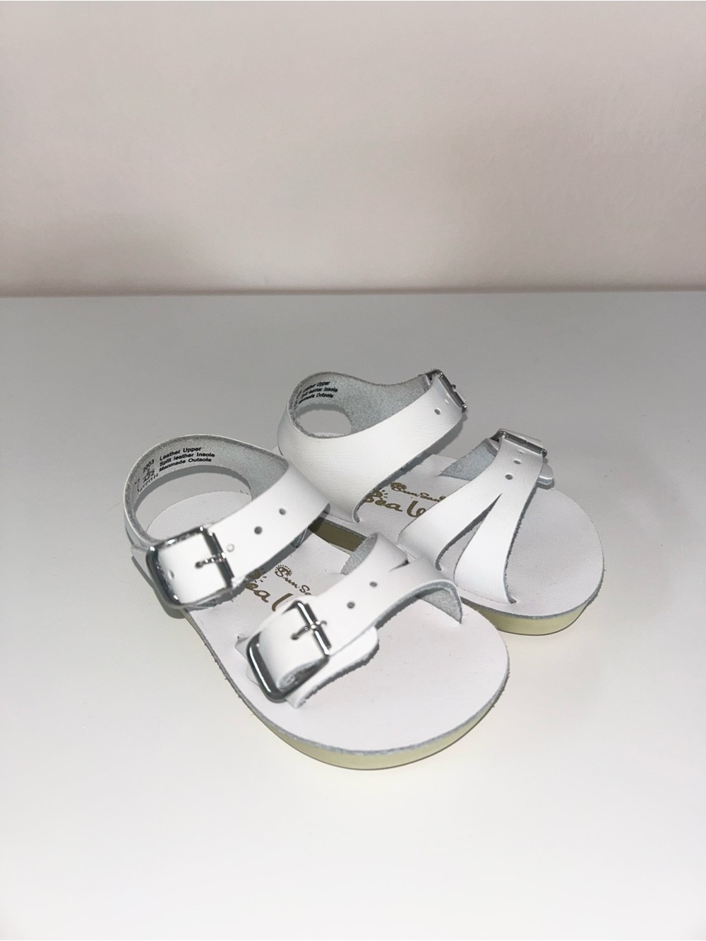 Children's White Double-Buckle Sandals with Ankle Strap